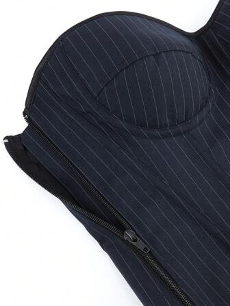 Overbust Corset Top Bustier, Striped With Cups, Strapless Women Bodysuit, Slimming Shapewear, Suitable For Costume, Masquerade, Halloween