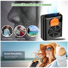 1pc 3-In-1 Portable Rechargeable Bladeless Fan, USB Rechargeable Power Bank And Flashlight Combination, Wearable Personal Clip Fan, Adjustable 3 Speeds, With Lanyard And Type-C Charging Cable, LED Emergency Light, Wearable Neck And Waistband Design, Abs Material, Summer Essentials, Neck Hanging Fan, Waistband Fan, Suitable For Outdoor Camping Hiking Night Fishing Home Office Construction Site Farm Fan