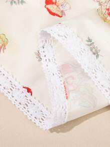 1 件蘑菇印花流苏领带三角围巾，波西米亚风格，适合音乐节服装