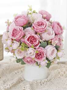 1/2pcs Artificial Rose Bouquet - Premium Real Touch Roses For Wedding/Valentine's Day, DIY Bridal Bouquet & Home Decor, Romantic Centerpiece For Party/Mother's Day Gift (Deep Red/Blush Pink)