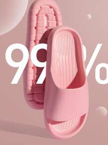 1 Pair Women Casual Slide Sandals, Lightweight Comfortable Slip-On Slippers, Anti-Skid EVA Outdoor Beach Shower Slippers With Vertical Stripes, Suitable For Summer