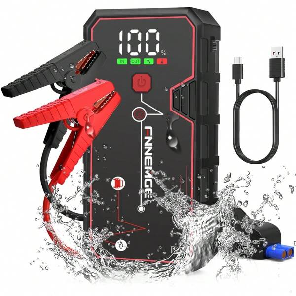 FNNEMGE Starthilfe Powerbank 4000A 21800mAh (Bis zu 8,0L Benzin oder 6,5L Dieselmotor) Auto Starthilfe Tragbare Auto Batterie Upgrade Booster und Intelligentes Starthilfekabel.
