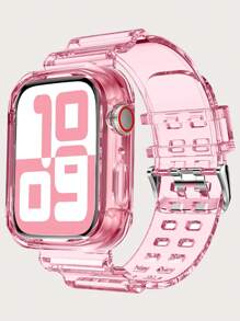 Pulseira transparente 2 em 1 com capa protetora compatível com Apple Watch 38/40/41/42/44/45 mm, pulseira de substituição protetora Jelly Sports compatível com Apple Watch 8/7/6/5/4/3/2/1/SE
