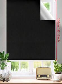 Cortinas opacas, tela opaca negra y plateada, adecuada para guardería, dormitorio, dormitorio universitario, viajes, con adhesivo doble cara