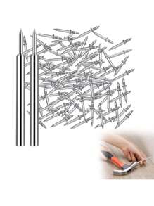 100/200 件双面无损木钉山羊角钉木制成型钉无头双头尖头钉 - 銀色 - 查看 9