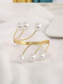 1pc High-End Faux Faux Pearl Alloy Curtain Hooks, No-Drill Curtain Tie Backs