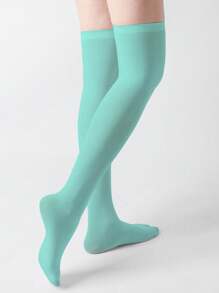 1 Pair Multi-Color Velvet Over-The-Knee High Socks, Fashion & Versatile, Spring And Autumn