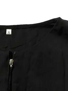 简约宽松休闲女式圆领拉链连衣裙，端庄的阿巴亚