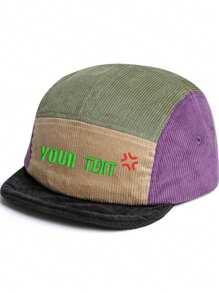 KUNEMS Custom Embroidery Retro Corduroy Short Brim Hat Multicolor Patchwork 5-Panel Cap For Men And Women DIY LOGO Baseball Cap - Multicolor - View 4