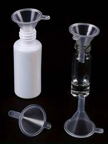 5pcs Plastic Mini Funnel Set, For Filling Perfume, Essential Oil, Empty Bottles, Scientific Lab Chemicals, Arts & Crafts, Small Transparent Plastic Funnels