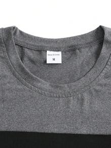 New Men's Summer Colorblock T-Shirt, Comfortable Casual Sports Fitness Running Beach Holiday Basic Crew Neck Short Sleeve Top, Daily Wear