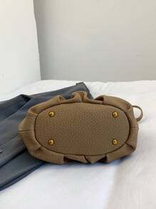 1 Pc Fashionable Elegant Versatile And Elegant Solid Color Lichee Pattern PU Leather Multifunctional Pleated Cloud Bag Double Handle Zipper Strap Detachable Long Shoulder Strap Women's Handbag Can Be Slung Diagonally Suitable For Daily Commuting Leisure Shopping And Casual Clothing Matching