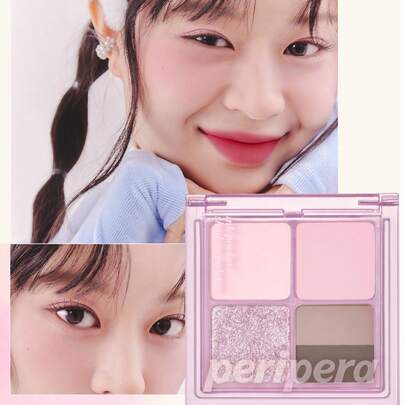 Peripera K-Beauty Ink Pocket Shadow Palette，四色眼影，奶油配方，可混合哑光和闪光色调，易于涂抹，日常化妆，韩国化妆品，6.4g