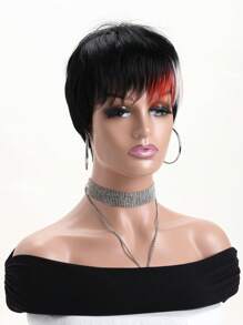 Women's Fashion Fluffy Short Curly Wig In Black, Highlighted Light Golden, Brown, Red Colors. 10 Inch Synthetic Fiber With Side Bangs, Short Hair Wig Suitable For Daily Wear, Festivals, Costume Parties, Halloween