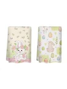 一套4件套和2件套复活节洗碗巾，以复活节兔子和彩色复活节彩蛋为设计元素。有多种组合可供选择，由100%聚酯纤维编织而成，尺寸为16英寸*24英寸。这款可机洗的聚酯纤维洗碗巾耐热、防污。 - 白色 - 查看 5