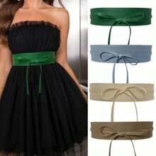 1 条纯色休闲可爱 PU（聚氨酯）腰带，适合所有季节夏季、秋季、万圣节 - 彩色 - 查看 2