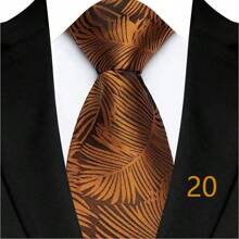 GOADAFOO 奢华 8CM 男士领带红色纯色条纹佩斯利领带男士新郎提花编织领带适合商务婚礼派对 - 橘色 - 查看 13