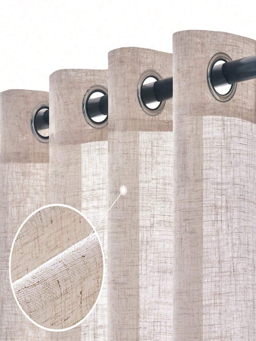 1 pieza Cortina con sensación de lino de estilo japonés, cortina de privacidad simple y minimalista con efecto de caída natural, adecuada para dormitorio, sala de estar, balcón, cafetería, estilo vintage americano, a prueba de polvo y rayos UV, decoración del hogar
