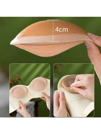 1pair Thick Sponge Silicone Bra Pads Push-Up Bra Inserts Self-Adhesive Invisible Bra Accessories For Women, Beach Essentials, Beach Accessories, Pool Float