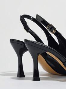 Women's Pointed Toe Multi-Strap Buckle Back Strap High Heel Pumps, Elegant - Black - View 8
