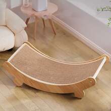 1 件装剑麻猫抓板带猫床，剑麻猫抓板休闲椅，室内垂直猫抓柱玩具，木制猫家具（中号） - 黃色 - 查看 7