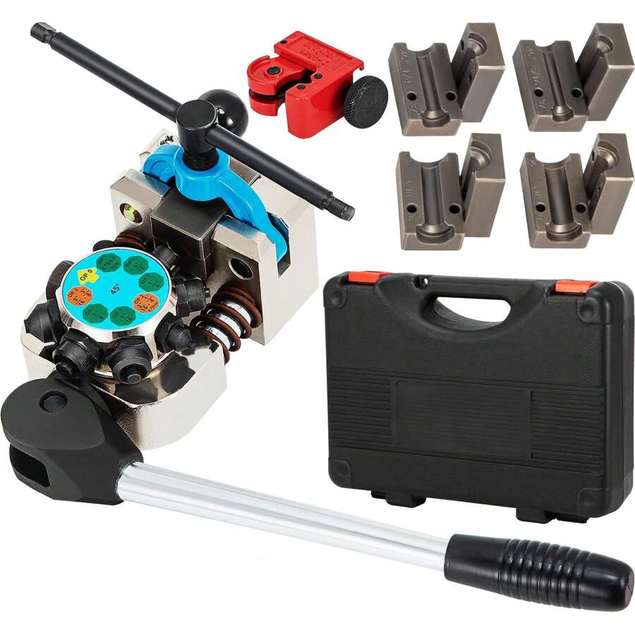 Hydraulic Tube Expander, 1/2" Or 3/8" Or 3/16" Or 1/4" Or 5/16" To 1-1/8" OD, HAVC Hydraulic Crimp Tool With 7 Expanding Tips, Deburring Tool, Copper Aluminum Brass Soft Steel Tube Cutter - 45˚ Expansion Tool With 4 Pairs Of Dies With Box - View 1