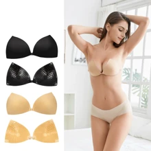 1 Pc Or 4 Pcs Sticky Bra, Backless Strapless Bra Push Up, Adhesive Invisible Lift Up Bras - Multicolor - View 1