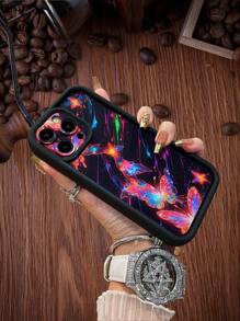 1 szt. Wzór sylwetki motyla Luksusowy czarny, pełny korpus, ochronny, amortyzujący, gruby futerał na telefon z TPU, kompatybilny z iPhone'em 16