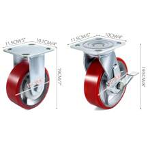 4 Pack 6 X 2 Inch Caster Wheels 2 Rigid And 2 Swivel Casters With Side Brake Polyurethane Iron Core Plate 1000LBS Capacity Per Wheel - 4.5 X 4 X 0.2 Inch - View 10