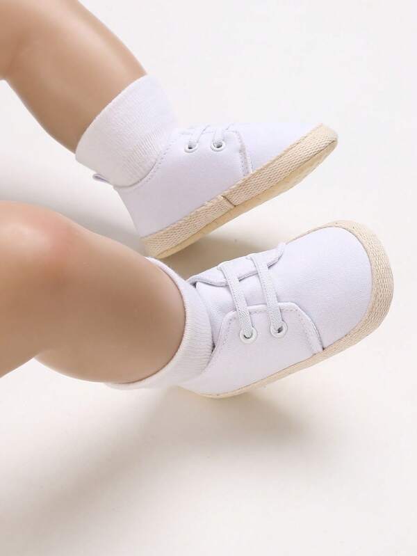 Chaussures décontractées en canevas blanche à la mode pour garçons nourrissons, chaussures de marche confortables pour tout-petits avec semelle souple