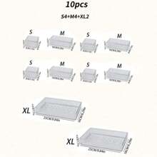 HOUSHELIF 5pcs/7pcs/10pcs Set Drawer Cosmetic Organizer, Perfume Storage Container, Vanity Skin Care Product Storage Box, Clear Multi-Size Combination Lotion And Sample Storage Box, Ideal For Storing Cosmetics, Bathroom Cabinet Storage, Office Supplies Arrangement, Kitchen Tool Organizer Shelf