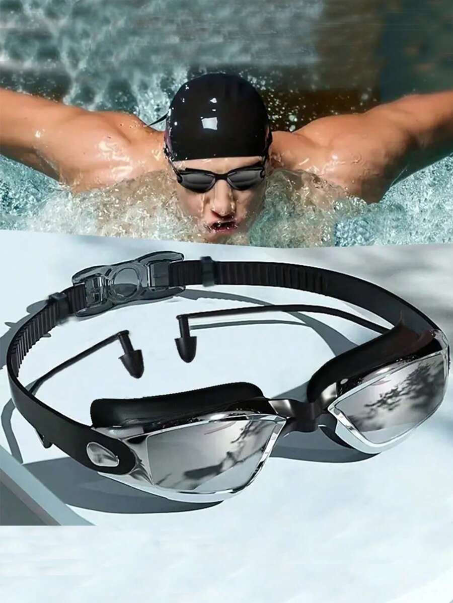 1pc High Definition Anti-Fog Silicone Swimming Goggles, Waterproof Swimming Equipment - Multicolor - View 1