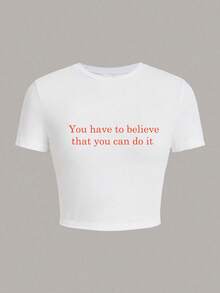 Customized Sports Personalized Gifts, Customized Women's T-Shirts, Add Text (Name/Quote/Sentence/Holiday/Number, Etc.), Design Your Exclusive Personalized Printed T-Shirt As A Gift, Seasonal Selection, Sports Outdoor, Customized Women's Sports Tops - White - View 2