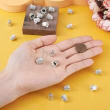 20 piezas Cuentas espaciadoras con forma de flor en color plata envejecida de 10x10mm, casquillos terminales metálicos para hacer joyas DIY
