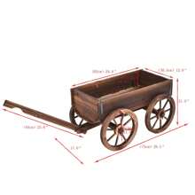 Lifezeal Wood Wagon Flower Planter Pot Stand W/Wheels Home Garden Outdoor Decor