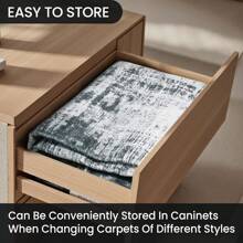 Sour Lemon 8x10 Area Rugs For Living Room, Large Machine Washable Area Rug, Non Slip Vintage Retro Rugs For Bedroom, Soft Boho Abstract Rug Foldable Carpet Rugs For Living Room Home Office Decor - Grey Black - 查看 6