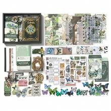 155pcs Stationery Gift Set For Notebook, Diary Materials Including Stickers, Washi Tape, Creative Retro Style Accessories,Back To School,School Supplies