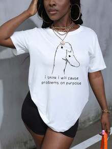 女士趣味鹅我想我会故意制造麻烦礼物圆领短袖 T 恤