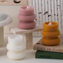 1 Stück nordischer Kunstdekoration mit geometrischer Form als Duftkerze, einfache weiße Kerzen Dekoration, hochwertig handgefertigt aus Soywachs, kreative Mode Kerzen Deko, geeignet für Heim Dekoration, Tischdekoration, Raumduft, Foto Requisiten, als Geschenk für Freunde und Familie, Feiertage, Duftkerzen für alle Jahreszeiten, Kerzen Deko - Verschiedenfarbig - Übersicht 4