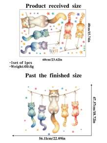 1PC Happy Healing Cat Decorative Wall Sticker Gifts Birthday Graduation Room Decor Home Decor Wall Decor Bathroom Decor Bedroom Decor Room Decoration Stuff Living Room Decor House Decor Home Decor Living Room Wall Art Wall Paper Stickers Personalised Stickers