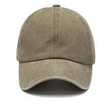 1pc Casual Street Style Unisex Washed Solid Color Vintage Baseball Cap - Dark Grey - View 6