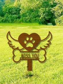 CIFbuy 1pc Heart-Shaped Pet Memorial Metal Garden Decoration With Rustic Finish - A Touching Tribute For Pet Lovers, Perfect As A Dog Grave Marker Or A Meaningful Garden Ornament