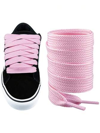 1pair Thick Flat 3/4" Wide Shoelaces Solid Color Strings For All Shoe Types - Sneaker Shoe Laces