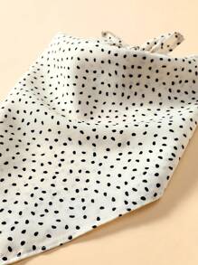 1pc Women's Fashion Polka Dot Print Head Scarf, White Elegant Neckerchief, Casual Wind-Resistant Headwrap, Hair Accessory - White - View 3