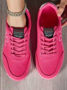 Women's Fashion Low-Cut Casual Sport Shoes, Solid Color Skate Sneakers For Outdoor Casual Walking