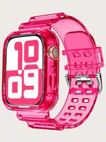 Pulseira transparente 2 em 1 com capa protetora compatível com Apple Watch 38/40/41/42/44/45 mm, pulseira de substituição protetora Jelly Sports compatível com Apple Watch 8/7/6/5/4/3/2/1/SE