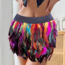 Women's Artificial Feather Mini Skirt, Polyester Feather Skirt For Family Party, Gothic Rave, Prom, Cocktail, Evening Dress, Lovely Short Skirt, Suitable For Spring, Summer, Autumn, Winter - Multicolor - View 20
