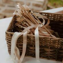 10/20pcs Wedding Wands Party Streamers Gold Bells Satin Ribbons Magic Fairy Wands Bridal Shower Photo Prop Romantic Wedding Send Off Kissing Bells Wedding&Bridal Party Favors Gifts Birthday Graduation Birthday Decorations Party Decorations Bachelorette Summer Beach Back To School School Supplies Room Decor - Multicolor - View 1