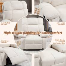 Dyhome White Valentine's Day Recliner Chairs For Adults With Massage & Heat,Christmas Home Theater Seating Overstuffed Reclining Chair For Living Room, Lazy Susan, Manual Recliner For Living Room With 2 Storage Bags, Upholstered Fabric Chair Ergonomic Rocking Lounge Chair,Furniture Living Room, Valentine's Day Gift - White - View 8