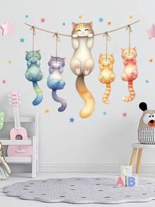 1PC Happy Healing Cat Decorative Wall Sticker Gifts Birthday Graduation Room Decor Home Decor Wall Decor Bathroom Decor Bedroom Decor Room Decoration Stuff Living Room Decor House Decor Home Decor Living Room Wall Art Wall Paper Stickers Personalised Stickers